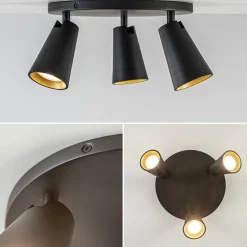 Plafondspot Petunia 3L rond zwart/goud