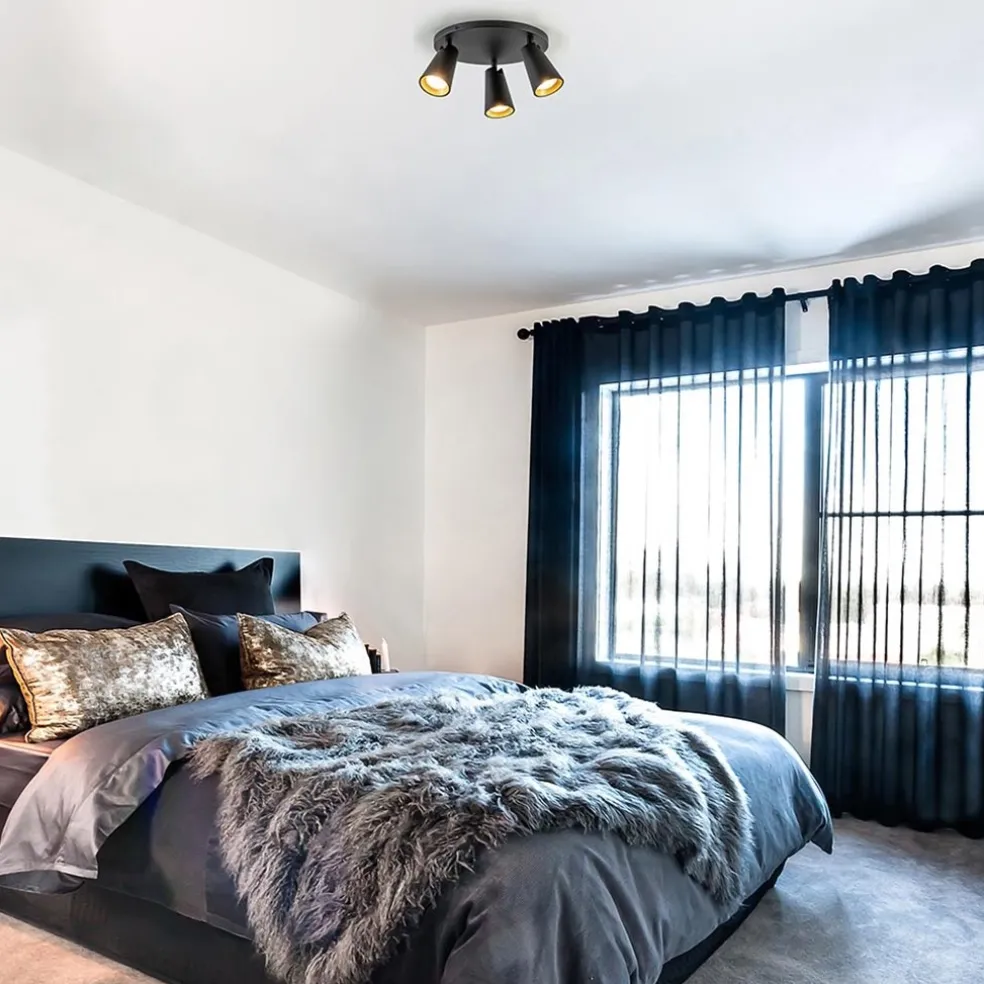 Plafondspot Petunia 3L rond zwart/goud