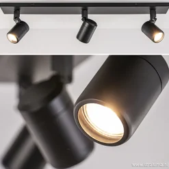 Plafondspot Rain 3L balk zwart gu10 IP44