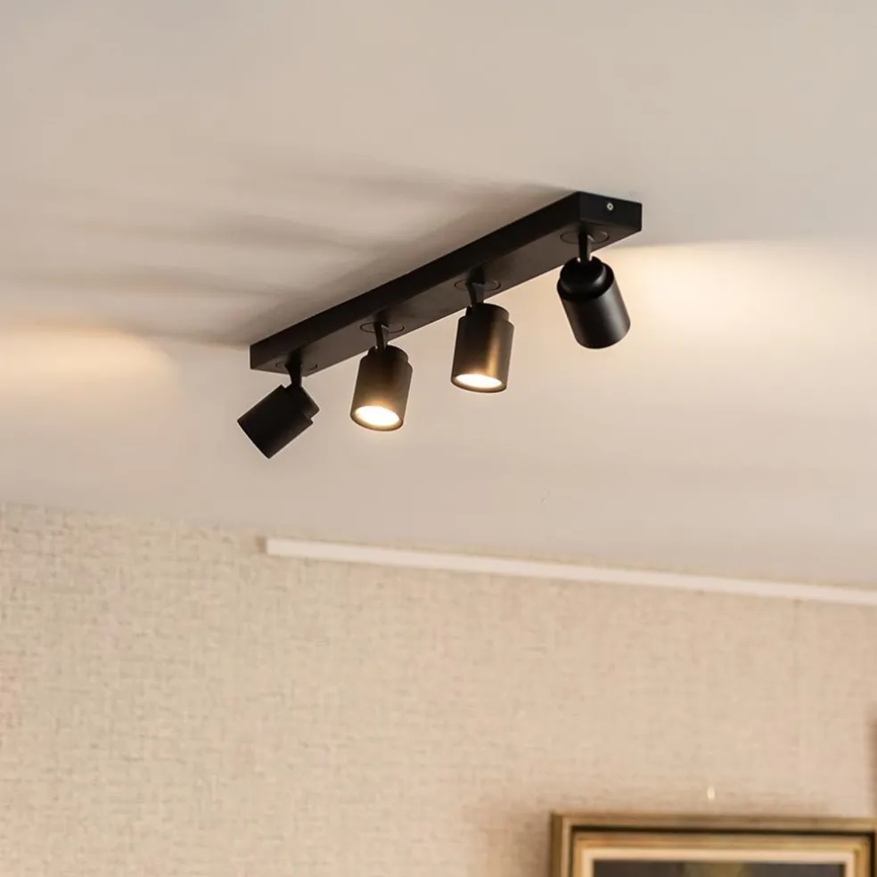 Plafondspot Razza 4L balk zwart gu10