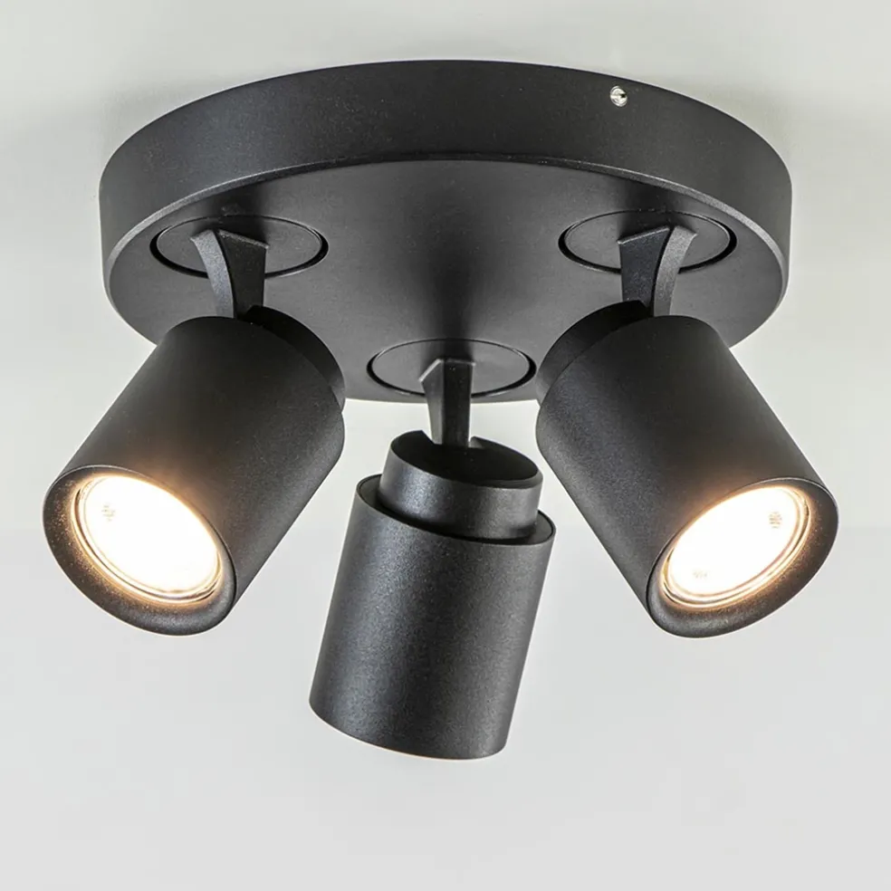 Plafondspot Razza 3l rond zwart gu10
