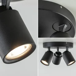 Plafondspot Razza 3l rond zwart gu10