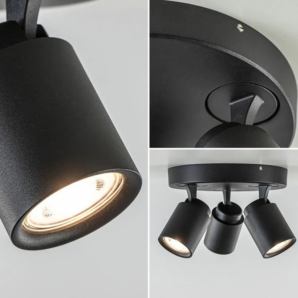 Plafondspot Razza 3l rond zwart gu10
