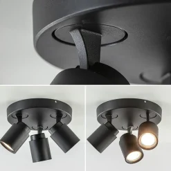 Plafondspot Razza 3l rond zwart gu10