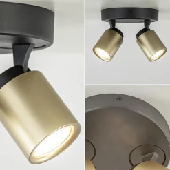 Plafondspot Razza 2L rond zwart/goud
