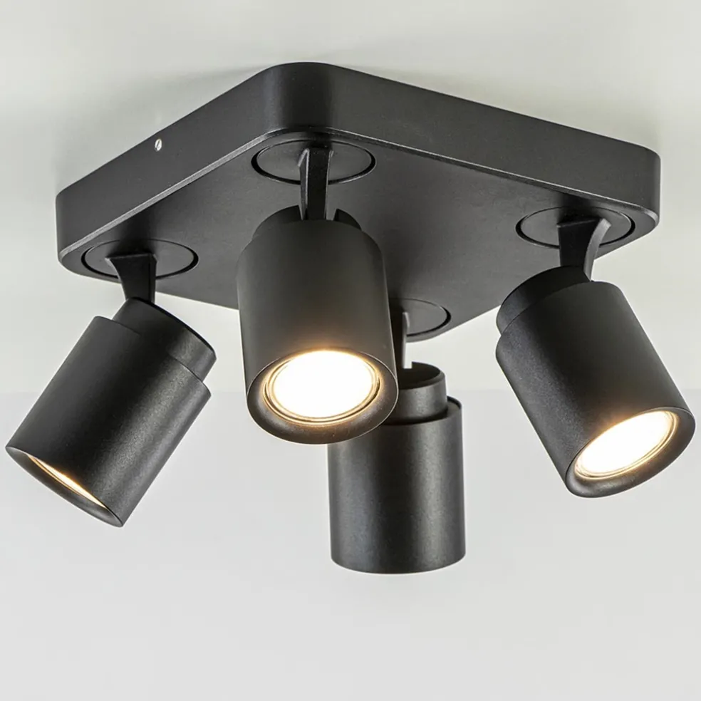 Plafondspot Razza 4L vierkant zwart gu10