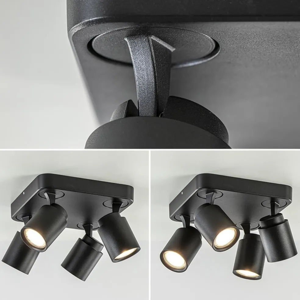Plafondspot Razza 4L vierkant zwart gu10