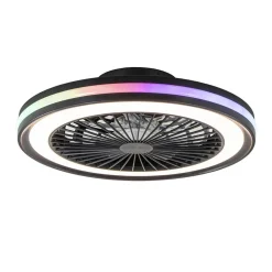 Plafondventilator zwart inclusief dimbaar LED en kleur