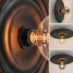 Plafond/wandlamp Saturn 42cm zwart