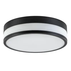 Plafonnière zwart/opaal glas 3-step dim IP44