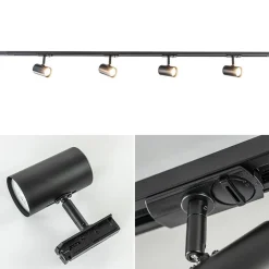 Rail Trackline set 1.5m zwart 4 spots