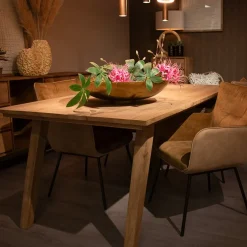 Rechthoekige eettafel gebleekt en geborsteld mangohout 220x100 cm