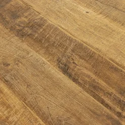 Rechthoekige eettafel oud teak hout met zwart metalen poot