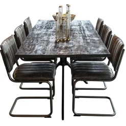 Rechthoekige eettafel zwart mangohout met kruispoot 220 cm