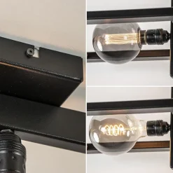 Rechthoekige plafondlamp triple square mat zwart