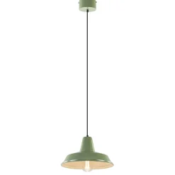 Retro metalen hanglamp groen met wit