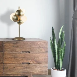 Retro tafellamp goud met wit glas