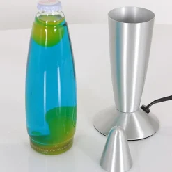 Retro tafellamp Lava blauw water met groen