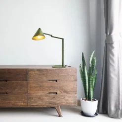 Retro tafellamp met kap verstelbaar groen