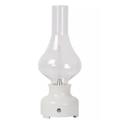 Retro tafellamp olielamp op batterij wit