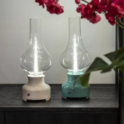 Retro tafellamp olielamp op batterij wit