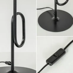 Retro tafellamp zwart met smoke/titanium glazen bol