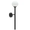Retro wandlamp zwart met witte glazen bol