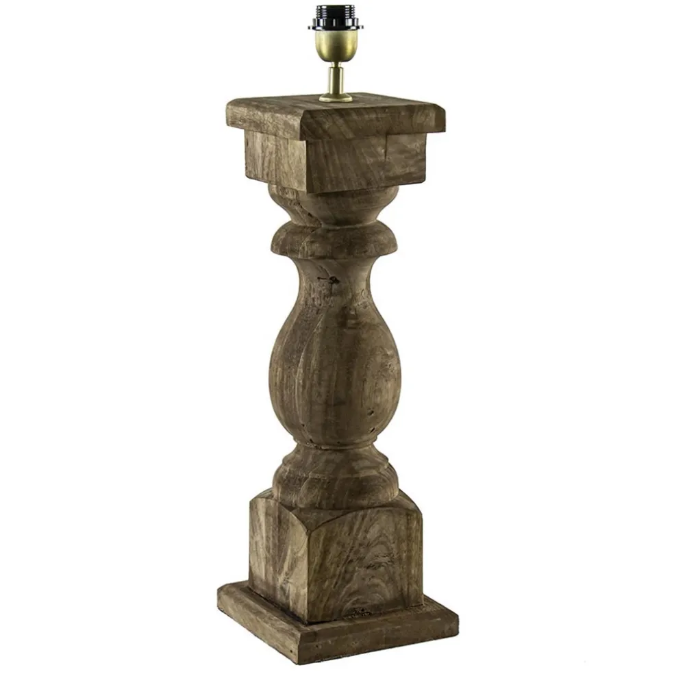 Robuuste lampvoet Cadore massief hout met brons