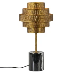 Robuuste tafelamp brons met zwart marmeren voet