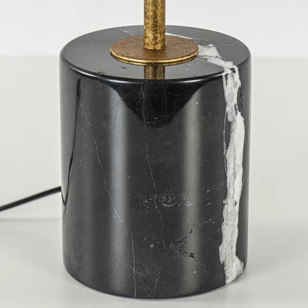 Robuuste tafelamp brons met zwart marmeren voet