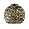 Ronde hanglamp bamboe naturel met zwart