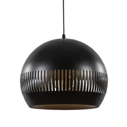 Ronde hanglamp koepel zwart/goud 40 cm