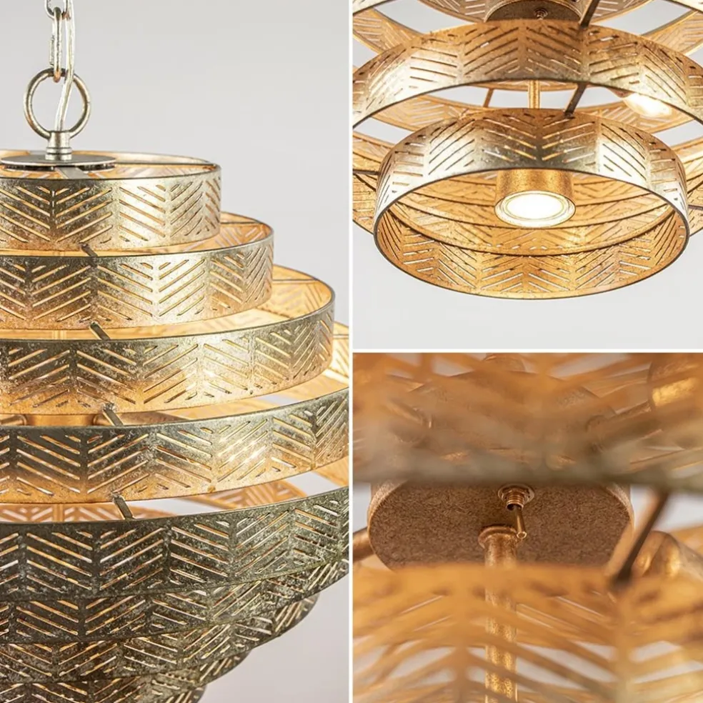 Ronde hanglamp metaal oud zilver 55 cm