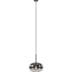 Ronde hanglamp zwart met smoke/helder glas gradient
