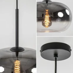 Ronde hanglamp zwart met smoke/helder glas gradient