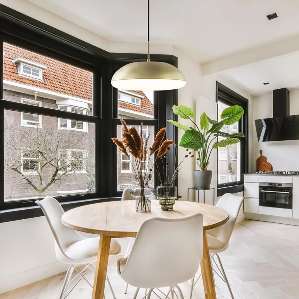 Ronde koepel hanglamp goud met witte kap