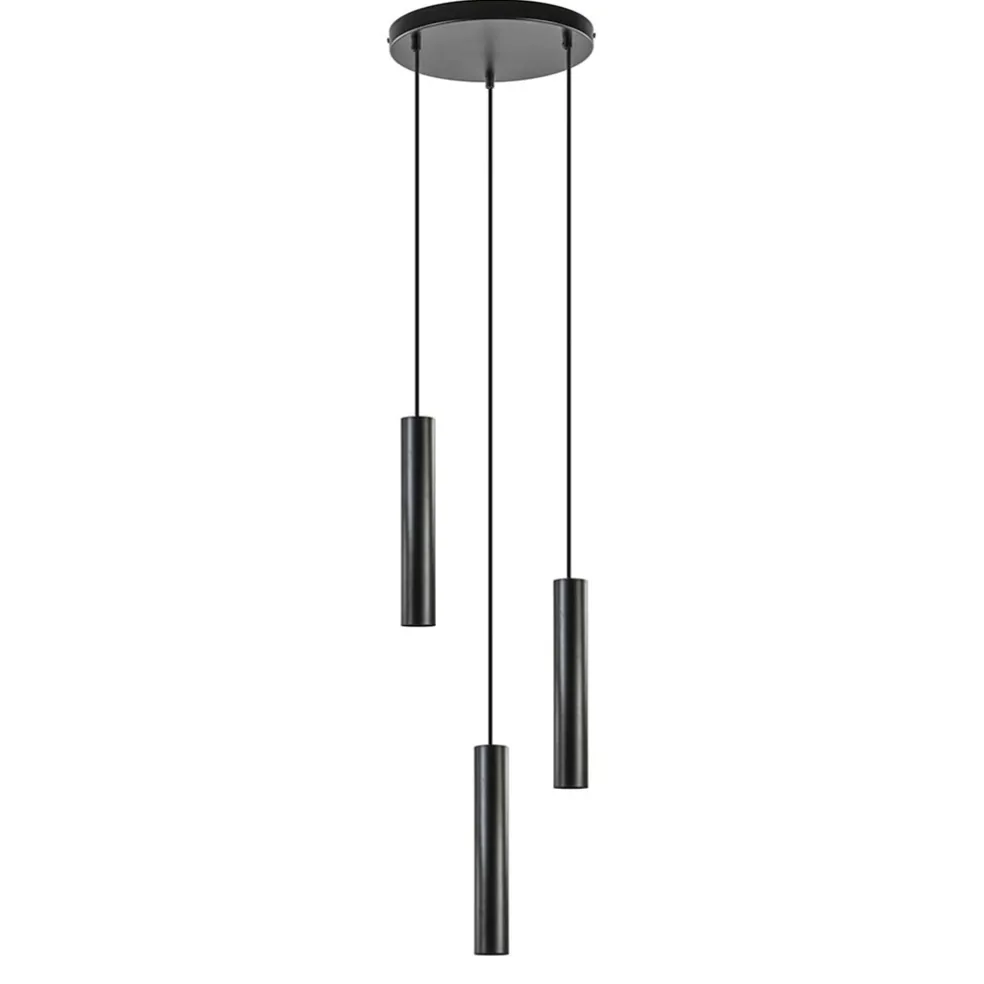 Ronde 3-lichts hanglamp cilinders mat zwart
