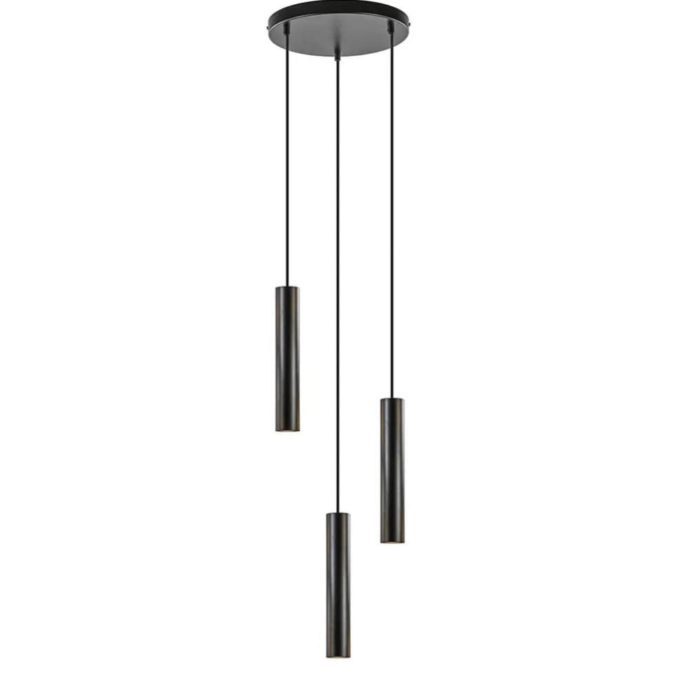 Ronde 3-lichts hanglamp cilinders mat zwart
