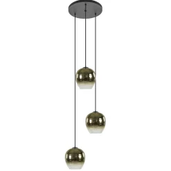 Ronde 3-lichts hanglamp golden gradient met zwart