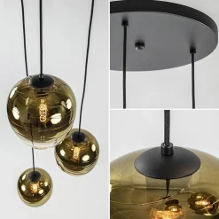 Ronde 3-lichts hanglamp golden gradient met zwart