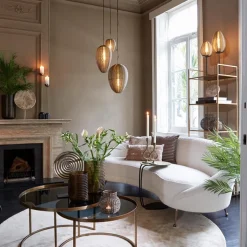 Ronde 3-lichts hanglamp Yaelle antiek brons met zwart