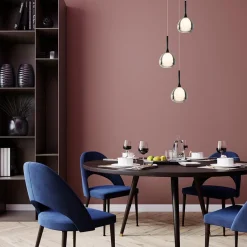 Ronde 3-lichts hanglamp zwart met smoke glas