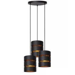 Ronde 3-lichts hanglamp zwart met goud