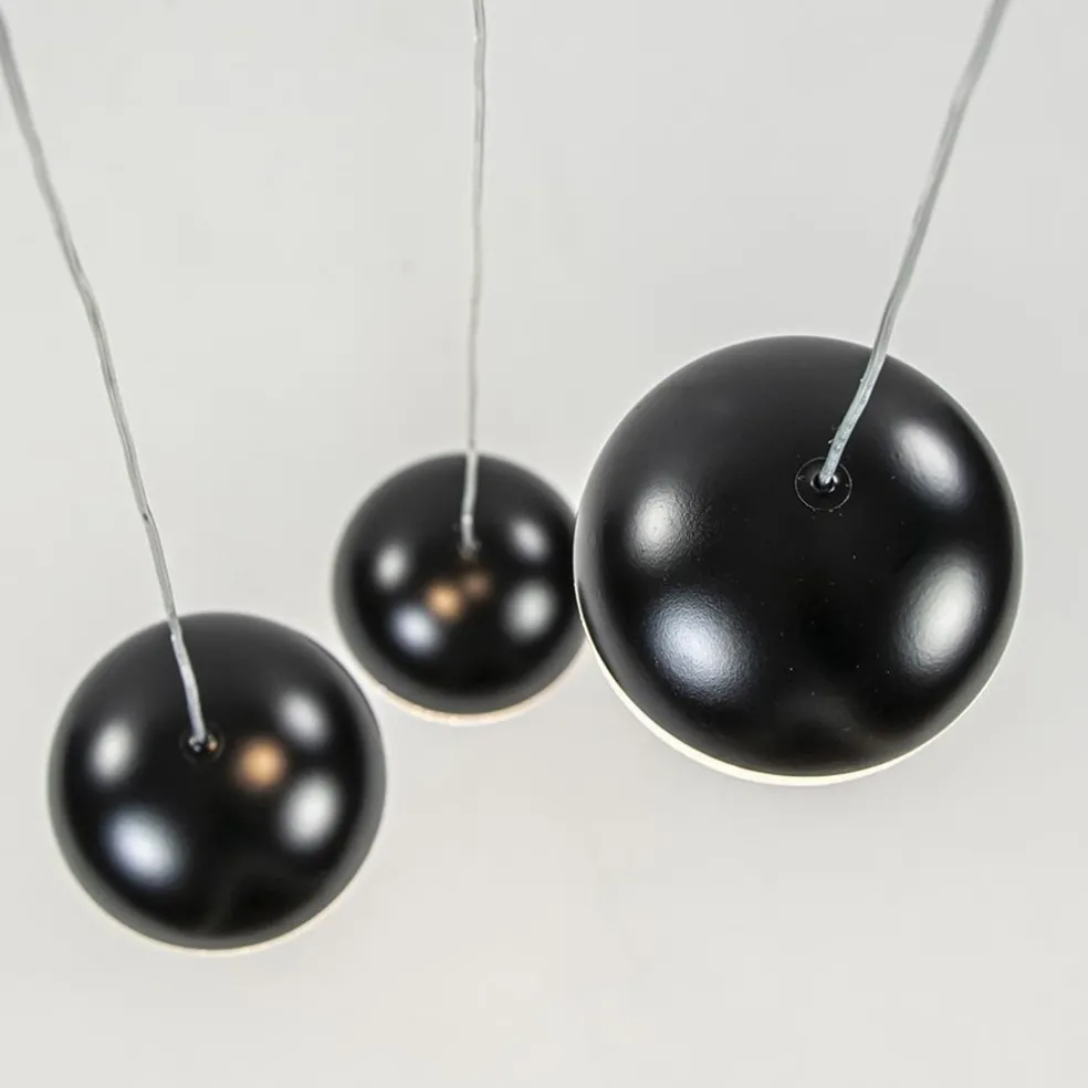 Ronde 3-Lichts LED hanglamp met zwarte bollen dimbaar