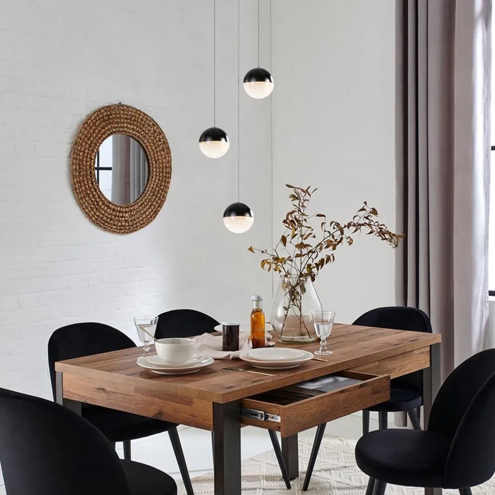 Ronde 3-Lichts LED hanglamp met zwarte bollen dimbaar