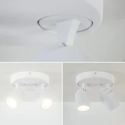 Ronde 2-lichts opbouwspot wit metaal verstelbaar