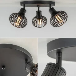 Ronde 3-lichts plafondlamp met verstelbare kappen