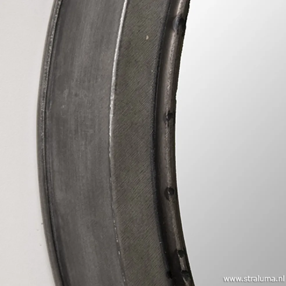 Ronde metalen spiegel zink/grijs klein