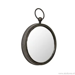 Ronde metalen spiegel zink/grijs klein
