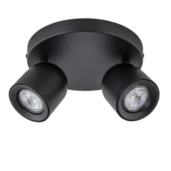 Ronde opbouwspot 2-lichts zwart GU10
